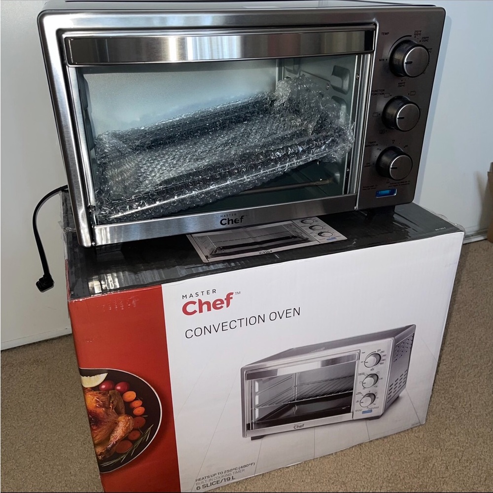 MASTER Chef Convection Toaster Oven w/4 Functions, Stainless Steel, 6-Slices